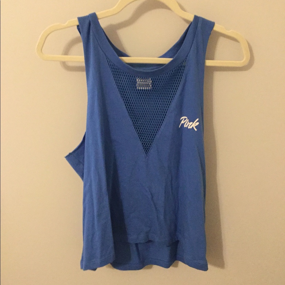 PINK blue mesh tank top